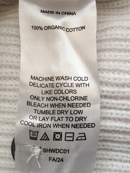 Quince 100% Organic Cotton Fisherman Collared Cardigan In Ivory Size Large - Picture 7 of 7